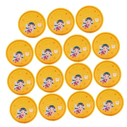 Produktbild: MOLUCKFU 20st Zahnfee Goldene Belohnungen Zahnfee Belohnung Zahnfee-münzen-medaillen Belohnung Für Milchzähne Kleinkind Münzen Medaillenspielzeug Für Verlorene Zähne Holz