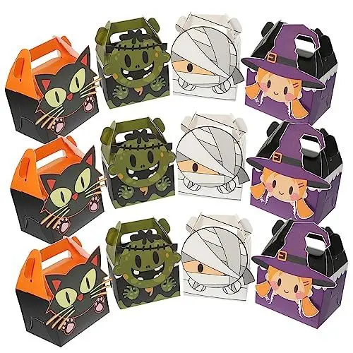 Produktbild: MOLUCKFU 24-tlg Halloween-süßigkeitenboxen Multifunktions-geschenkboxen Süßigkeitenbehälter Aus Papier Zuverlässiger Vorrat Behälter