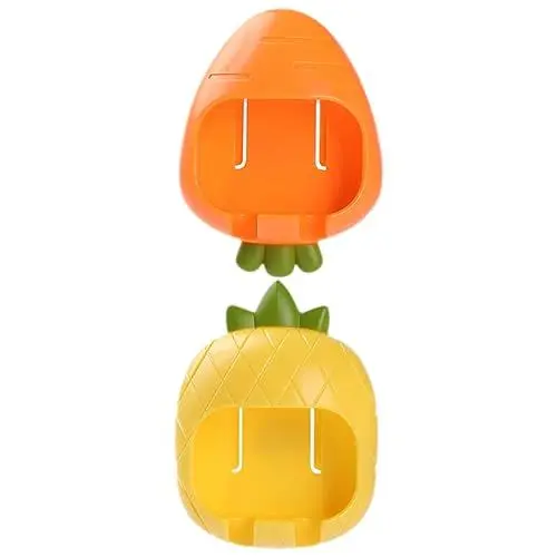 Produktbild: MOLUCKFU 2st Cartoon-steckerhalter Elektrischer Zahnbürstenhalter Elektrische Kinderzahnbürste Köpfe Für Elektrische Zahnbürsten Elektrische Zahnbürste Für Kinder Saugnapf Orange Plastik
