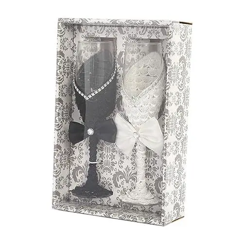 Produktbild: MOLUCKFU 2-teiliges Sektflöten-set Kristallmaterial Weinglas-geschenkset Für Hochzeit Jubiläumsgeschenk Elegant Und Praktisch