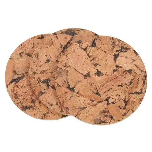 Produktbild: MOLUCKFU 3 Stück Hitzebeständige Korkmatten Tassenunterlagen Im Schlichten Holzdesign Für Die Küche Und Das Zuhause