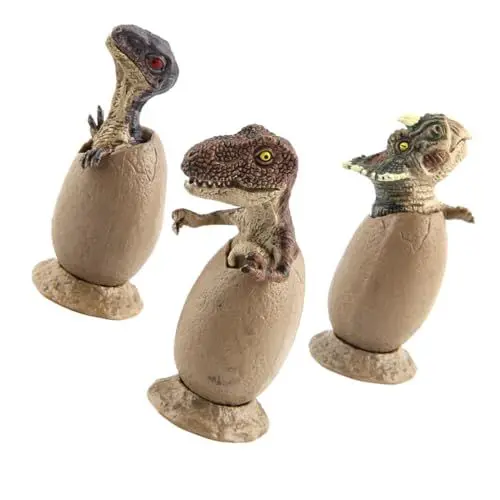 Produktbild: MOLUCKFU Dinosaurier-actionfigur 3 Stück Schlüpfende Eier Halb Geschlüpfte Dinosaurier-Eier Modelle Dekoration