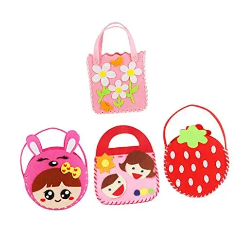 Produktbild: MOLUCKFU 4er-set Vlies-handtaschen-bastelset Für Kinder – Lernmaterial Zum Basteln Von Taschen Für Kinderpartys Und -feste