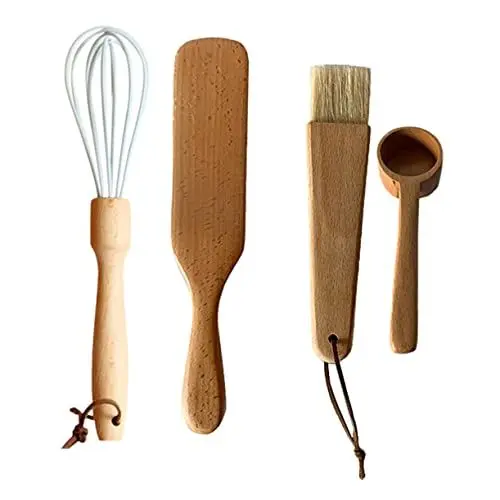 Produktbild: MOLUCKFU 4-teiliges Küchengeschirr-set – Utensilien Mit Servierlöffel Und Holzspatel – Zum Kochen Und Backen