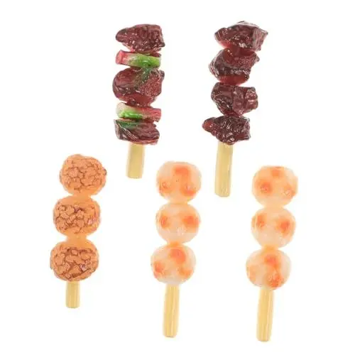 Produktbild: MOLUCKFU 5St Simulierte Grillspieße Mini-Spielzeug BBQ Spielen Essen Spielzeug-Grill-Essen Küchenspielset küchendekoration hohzeitdeko Grillspielset für Kinder gefälschtes Grillfleisch PVC