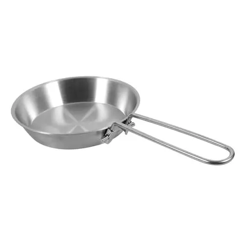 Produktbild: MOLUCKFU Mini Bratpfanne Mit Faltbarem Griff Multifunktionale Edelstahlpfanne Für Eier Pfannkuchen Und Desserts Für Camping Und Unterwegs
