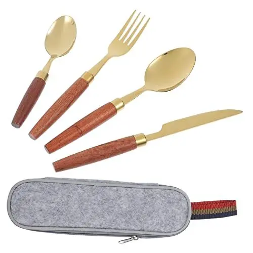 Produktbild: MOLUCKFU Bestecksets Edelstahlbesteck Camping Besteck Set 24 Teilig Edelstahl Besteck Set Mit Gabeln Messern Löffeln Inkl Besteckkasten Für Schublade Spülmaschinenfest Für 6 Personen