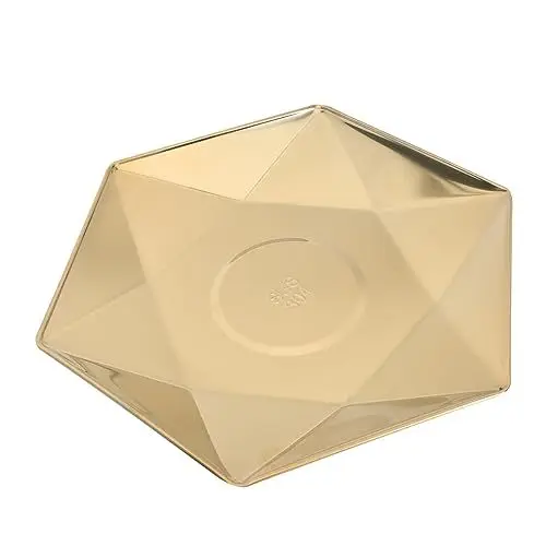 Produktbild: MOLUCKFU Diamant-sechskantplatte Edelstahlbesteck Tablett Kuchen Verzieren Cupcake-dekorationen Pizzateller Keksplatte Cupcake-ständer Kirschentkerner Kuchenhalter Golden Rostfreier Stahl