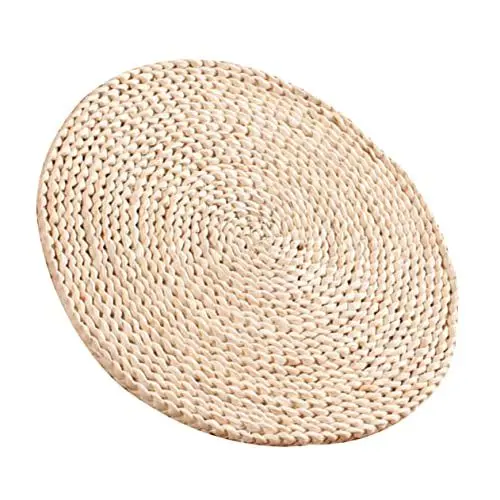 Produktbild: MOLUCKFU Futon-Kissen meditationsmatte Meditation Cushion auflagen sitzbank Tatami-Bodenmatte gestrickte Bodenmatte handgewebtes Sitzbodenpolster Yoga-Meditationskissen Maisschale Beige