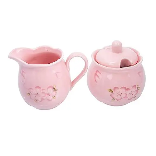 Produktbild: MOLUCKFU Keramik Milchkännchen Set 3 Teilig Inkl Zuckerglas Und Gewürzglas Ideal Für Kaffee Tee Und Desserts Spülmaschinenfest