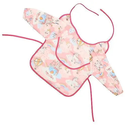 Produktbild: MOLUCKFU Schürze Kinder Kinder Overalls Bandanas Für Hijab Kleidung Für 1 Jährige Schürze Für Wasserdichte Mit Essensärmeln Mit Ärmeln