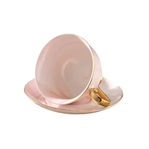 Produktbild: MOLUCKFU 250ml Marmor Muster Keramik Becher Untertasse Kaffeetasse Set Für Restaurant Hotel