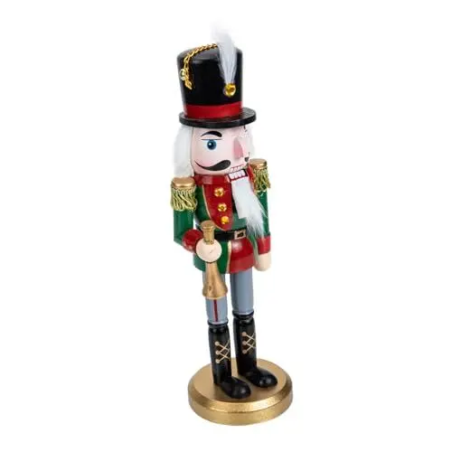 Produktbild: MOLUCKFU 25cm Grün Nussknacker Soldat Dekoration Weihnachten Ornament Holz Wohnkultur