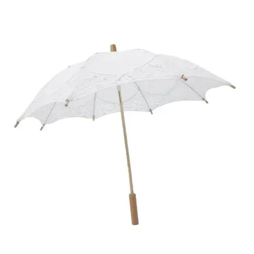 Produktbild: MOLUCKFU Regenschirm Aus Spitze Regenschirm Fotorequisite Hochzeitsfeier-dekoration Braut Hochzeitsschirm Sonnenschirmschirm Kostüm Regenschirm Partydekoration Hölzern Weiß
