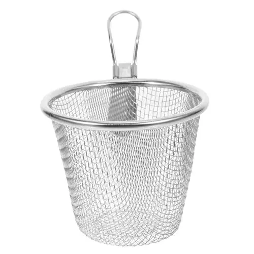 Produktbild: MOLUCKFU Sieb Aus Edelstahl Draht Platz Weißdorn Knödelmacher Draussen Asiatisch Anbringbar Kochen Siebe Herstellung Frittierkorb Für Topf Nudelkorb Aus Mesh Portion Silver Rostfreier Stahl