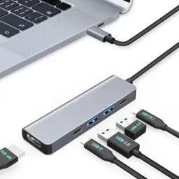Produktbild: Moman Docking Station, USB C Hub 5 in 1 mit 100W PD, 4K@30Hz HDMI, 5Gbps USB 3.0, 2.0, Type C, Multiport Adapter Mehreren Anschlüssen für Maus, Tastatur, U Disk, Flash Drive, Mobile