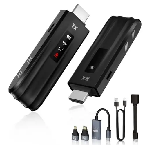 Produktbild: Moman HDMI Wireless 1080p HDMI Transmitter 5GHz Mit LED-Anzeige Wireless HDMI Transmitter and Receiver 164FT/50M HDMI Funkübertragung Extender vom Laptop/PC/Kamera zum Monitor/Projektor/TV
