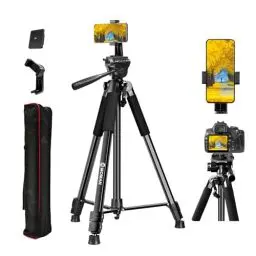 Produktbild: Moman Stativ Kamera, TP71T Aluminium Dreibeinstative mit Kopf 180cm Höhe DSLR Fotostativ Maximale Tragfähigkeit 5KG Verstellbares Tragbares Reisestativ, Leichte Tripod Ständer für Handys