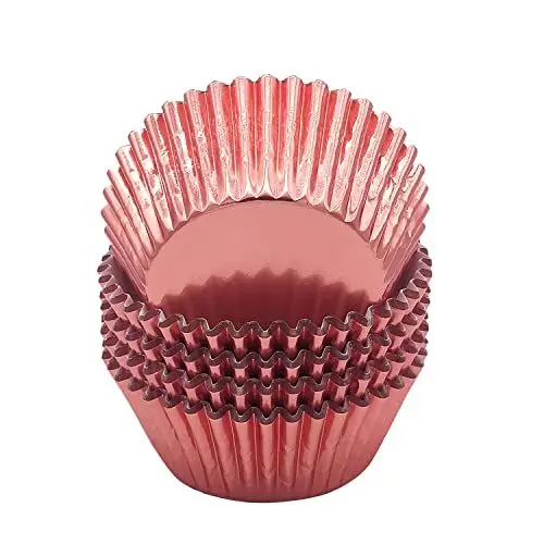 Produktbild: Mombake Einweg-Backförmchen aus Standard-Folien Papier, Muffin-Cupcake-Förmchen für Partys und mehr (Roségold, 100 Stück)