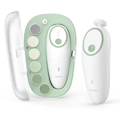 Produktbild: Momcozy Baby Nagelfeile Elektrisch, Sanfter Baby Nageltrimmer Elektrisch Wiederaufladbar, Baby Nagelknipser Elektrisch, 7 Schleifkopf Ersatzpads