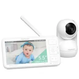 Produktbild: Momcozy Video-Babyphone, 5,5 Zoll 1080P Full HD Babyphone mit Kamera ohne WLAN, Infrarot-Nachtsicht 5800 mAh 120-Stunden-Akku, ECO, VOX, 2-Wege-Audio, 500m Reichweite, lokale Aufnahme und Zurückspulen