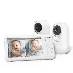 Produktbild: momcozy Babyphone mit 2 Kameras 5 Zoll 1080P Split-Screen-Video-Babyphone mit integriertem Weitwinkelobjektiv, mit Kamera und Audio Kein WLAN, 5000-mAh-Akku Infrarot-Nachtsicht 960 Fuß Reichweite