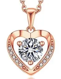Produktbild: MomentWish Halskette Rosegold Damen, 1 Karat Moissanite Schmuck Kette Damen Silber 925 mit Diamant Goldkette Anhänger Geschenk für Frauen Freundin