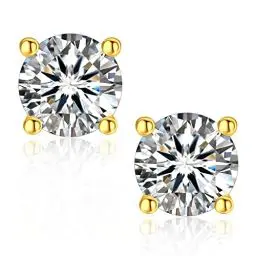 Produktbild: MomentWish Moissanit Ohrringe Gold 585, 1 Karat/5mm Goldene Ohrstecker Damen mit Moissanite Stein Hypoallergene Echt Silber Damen Vergoldete Ohrringe mit GRA Zertifikat Geschenk für Damen Herren