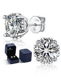 Produktbild: MomentWish Moissanite Ohrringe, 1 Karat/5 mm Ohrstecker Silber 925 Echt Damen Diamant Stecker Schmuck Geschenk für Damen-Herz Seite