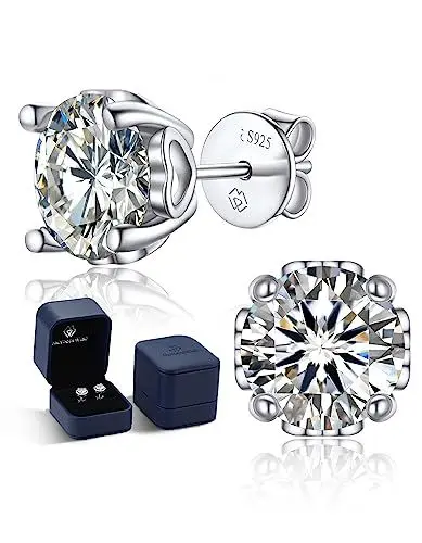 Produktbild: MomentWish Moissanite Ohrringe, 1 Karat/5 mm Ohrstecker Silber 925 Echt Damen Diamant Stecker Schmuck Geschenk für Damen-Herz Seite