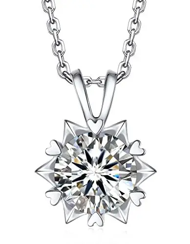 Produktbild: MomentWish Halskette Damen Schneeflocke, 2 Karat Moissanite Diamant Kette Silber 925 Schmuck Damen mit Geschenkbox für Frauen Freundin