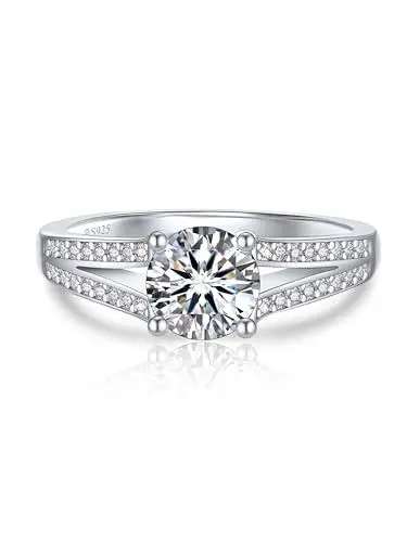 Produktbild: MomentWish Verlobungsring Damen, 1 Karat Ringe Frauen Moissanite Ring Silber 925 Damen Geschenk für sie-Größe 53