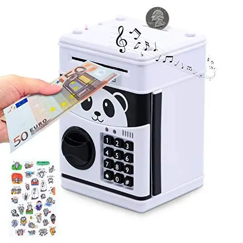Produktbild: MOMMED Elektronische Spardose für Kinder - Digitale Spardose mit Passwort und Licht - Große elektrische Sparbüchse für Münzen und Scheine - Toller Mini-ATM- Automatische Sparautomat