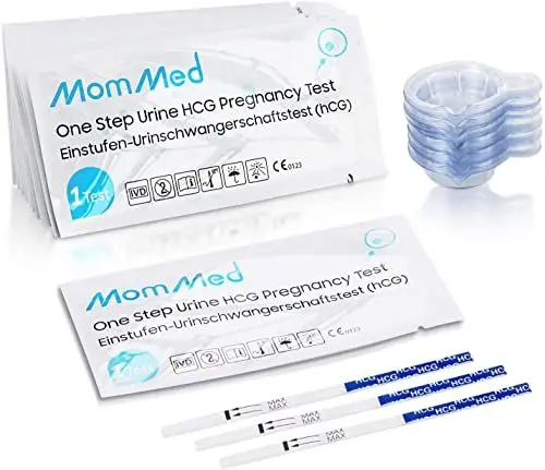 Produktbild: MOMMED Schwangerschaftstest (HCG55), 55 Stück Schwangerschaftstest Frühtest Teststreifen mit einem Bonus von 55 Stück Urinsammelbecher·· Genauigkeit von über 99% für schwangerschaftstests