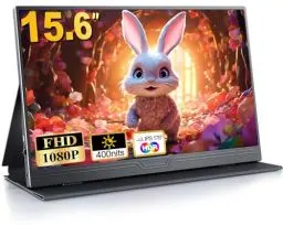 Produktbild: MOMODS Portable Monitor, 15.6 Zoll Tragbarer Mobiler Monitor 1080P FHD IPS FreeSync mit Mini HDMI USB C, Zweitbildschirm für Laptop/PC/Mac/PS5/Xbox