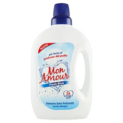 Produktbild: Mon Amour Flüssigwaschmittel Meerblau Extra Duft, verbesserte Formel für kurze und kalte Waschgänge, Waschmittel für lange Wäsche und frische Wäsche, Weiß und Bunt, 1 x 1560 ml, 39 Waschgänge