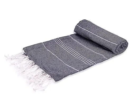 Produktbild: Mon Bijou ® Strandtuch Saunatuch Hamamtuch Saunahandtuch 100x200 cm XXL groß Badetuch für Damen und Herren aus umweltfreundlicher nachhaltiger Recycling Baumwolle (70% Baumwolle, 30% Polyester)