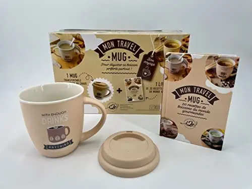 Produktbild: Mon coffret Beige Travel Mug: 20 recettes de boisssons du monde gourmandes - Coffret avec un mug en céramique et son couvercle en silicone