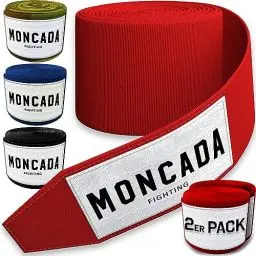 Produktbild: Moncada Fighting® (4m Boxbandagen mit Daumenschlaufe - Bandagen Boxen Halb elastische Boxing Gloves mit extra breitem Klettverschluss - Boxbandage Hand für Boxen, MMA, Kickboxen - Box Bandage Sport