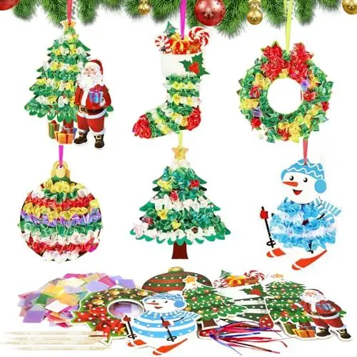 Produktbild: MONCAP 12STK Weihnachten Bastelsets für Kinder Weihnachten Deko Bastelset Poke Art DIY Toys Weihnachtsbaum Weihnachtsmann Schneemann zum Basteln Kunsthandwerk für Weihnachten Winter Mädchen Jungen