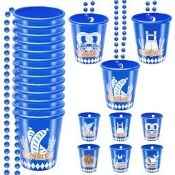 Produktbild: MONCAP 18 STK Oktoberfest Schnapsgläser Oktoberfest Becher Halskette Bayrische Schnapsgläser zum Umhängen Bierfest Blau Weiß Schnapsbecher Oktoberfestbecher für Wiesn Bierfest Oktoberfest Party