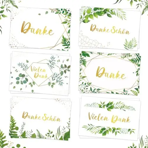 Produktbild: MONCAP 24 Stück Dankeskarten Danke Karten Eukalyptus Dankeschön Karten Grün Blätter Vielen Dank Grußkarten Danksagungskarten für Taufe Konfirmation Kommunion Hochzeit