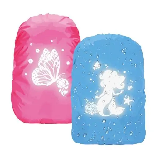 Produktbild: MONCAP 2 Stück Regenschutz Rucksack Regenhülle Schulranzen Regenschutz wasserdichte Regenüberzug mit Meerjungfrau Reflektorstreifen Rucksackschutz für Mädchen Kinder Outdoor Camping Wandern