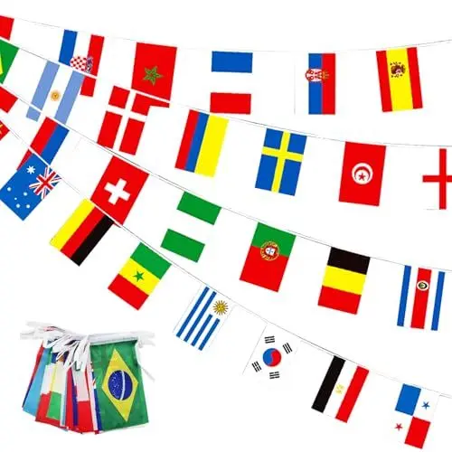 Produktbild: MONCAP 30M Länder Fahnen Wimpelkette Länder Fahnenkette 100 Länderflaggen Flaggenkette Olympische Spiele Deko Länder Wimpel Girlande für Fußball Party Sportvereine Garten Bar(14x21cm-30m)