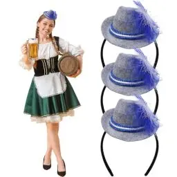 Produktbild: MONCAP 3 Stück Oktoberfest Seppelhut Haarreif Bierfest Tirolerhut Bayrische Party Trachtenhut Kopfbedeckung Volksfest Seppl Hut für Bierfest Geschenk Oktoberfest Party Accessoires Damen Herren