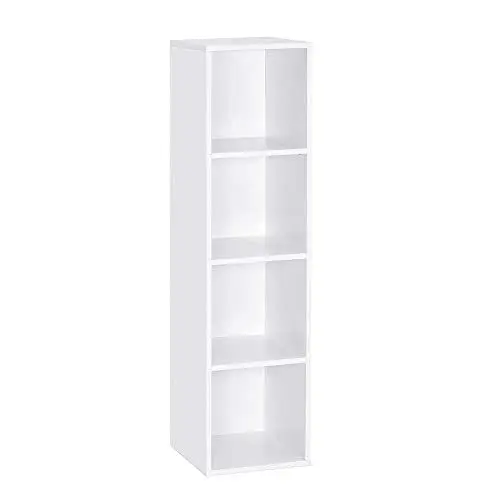 Produktbild: Mondeer Bücherregal, Regal mit 4 Fächer aus Holz, Weiß Modern für Wohnzimmer Schlafzimmer Kinder, 31x30.3x120cm