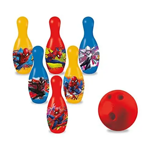 Produktbild: Mondo Toys – Spiderman-Bowling-Set für Kinder – INKLUSIVE 1 Ball und 6 Spiderman-Themenkegel – Sportspielzeug – Spiel für Kinder 2 3 4 Jahre – 28075