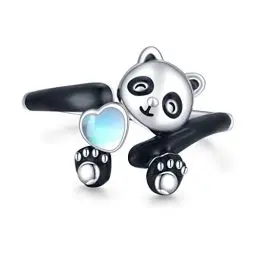 Produktbild: Mondstein Ring 925 Sterling Silber Verstellbarer Panda Ringe Mondstein Schmuck Panda Geschenk für Frauen Mädchen Panda Liebhaber
