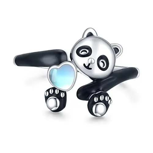 Produktbild: Mondstein Ring 925 Sterling Silber Verstellbarer Panda Ringe Mondstein Schmuck Panda Geschenk für Frauen Mädchen Panda Liebhaber