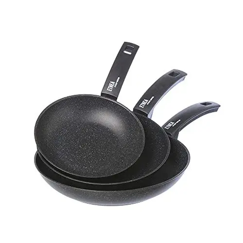 Produktbild: Moneta Etnea Bratpfannen Set 20-24-28, Aluminum, Schwarz - Stein Optik, 28 cm/46 x 29 x 15 cm